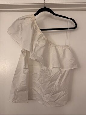 GAP White One-Shoulder Ruffle Camisole